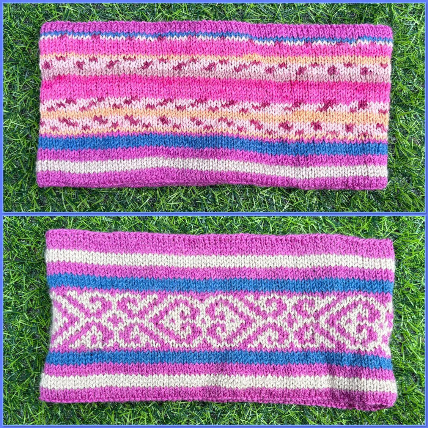 Christmas Craft Sale 2025. Item 77. Perfect in pinks! A stunning knit. This cosy cowl is glorious. Beautifully knitted in mixed fibres. Hand wash only. It’s fully reversible! Incredible. Measures approx 53cm in circumference. What a gift this would make!