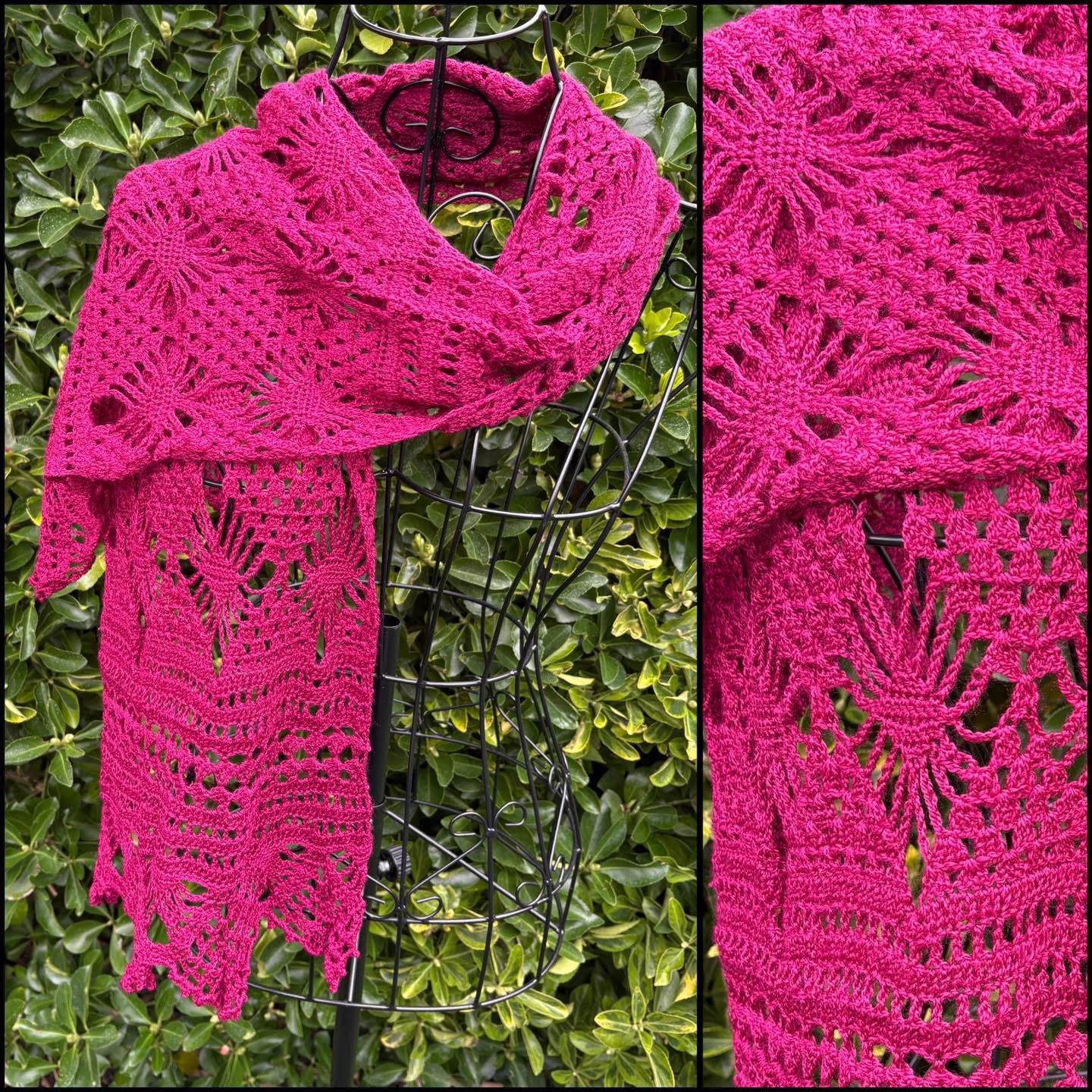 Spring Craft 2026. Item 195. Stunning lightweight scarf, so very beautifully crocheted.